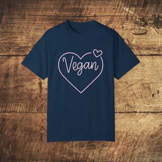 Vegan Heart Garment-Dyed T-shirt Printify