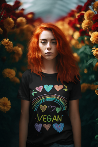 Vegan Hearts Garment-Dyed T-shirt Printify