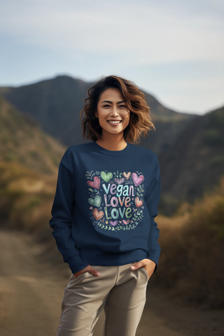 Vegan Love Garment-Dyed Sweatshirt Printify