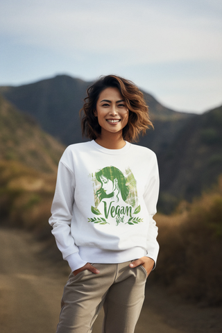 Vegan Girl Garment-Dyed Sweatshirt Printify