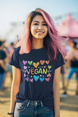 Vegan Hearts Garment-Dyed T-shirt Printify