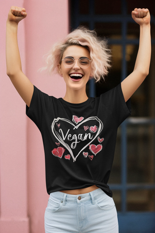 Vegan Hearts Garment-Dyed T-shirt Printify