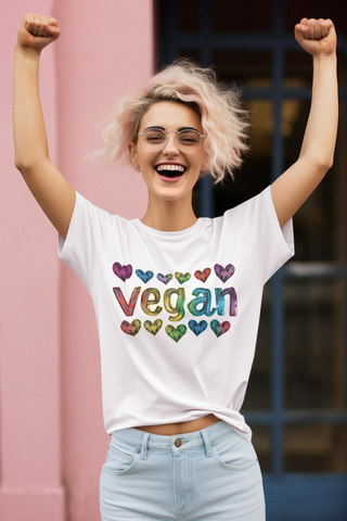 Vegan Hearts Garment-Dyed T-shirt Printify