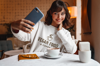 Vegan Food & Coffee Garment-Dyed Sweatshirt Printify