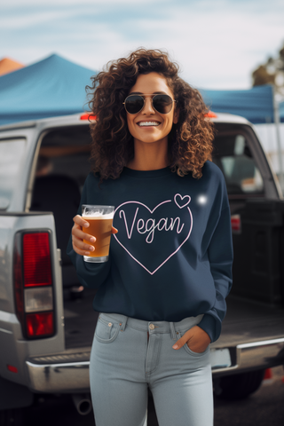 Vegan Heart Garment-Dyed Sweatshirt Printify