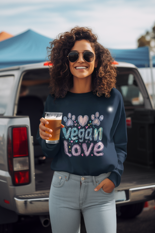 Vegan Love Garment-Dyed Sweatshirt Printify