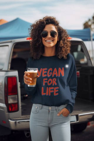 Vegan For Life Garment-Dyed Sweatshirt Printify