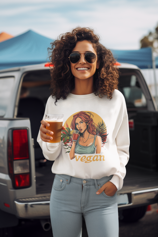 Vegan Girl Garment-Dyed Sweatshirt Printify