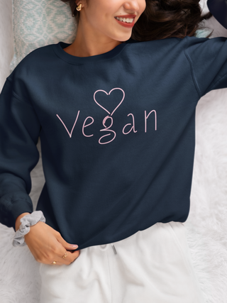 Vegan Heart Garment-Dyed Sweatshirt Printify