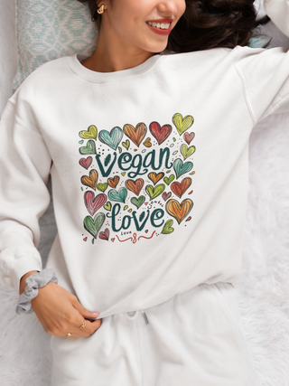 Vegan Love Garment-Dyed Sweatshirt Printify