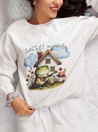 Love All Animals Garment-Dyed Sweatshirt Printify