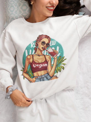 Vegan Girl Garment-Dyed Sweatshirt Printify