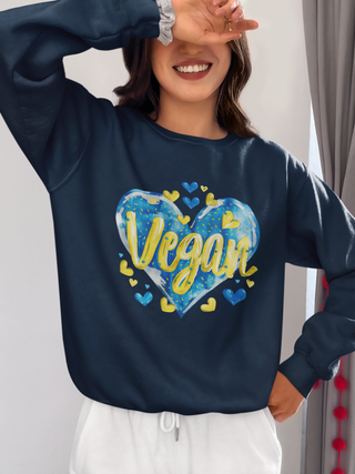 Vegan Heart Garment-Dyed Sweatshirt Printify