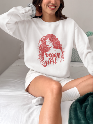 Vegan Girl Garment-Dyed Sweatshirt Printify