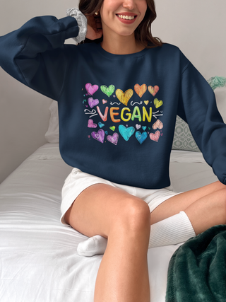 Vegan Hearts  Garment-Dyed Sweatshirt Printify