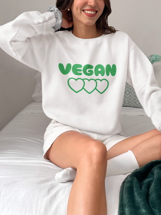 Vegan Hearts Garment-Dyed Sweatshirt Printify