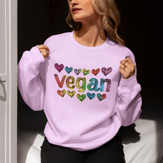 Vegan Hearts Garment-Dyed Sweatshirt Printify