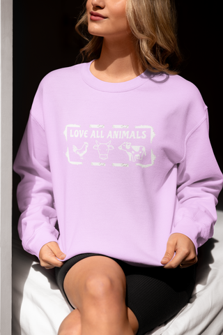 Love All Animals Unisex Garment-Dyed Sweatshirt Printify