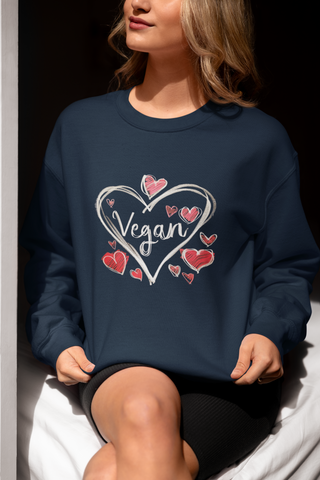 Vegan Hearts Garment-Dyed Sweatshirt Printify