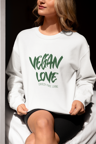 Vegan Love Garment-Dyed Sweatshirt Printify