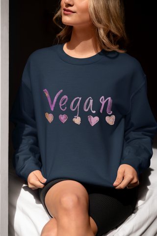 Vegan Hearts Garment-Dyed Sweatshirt Printify